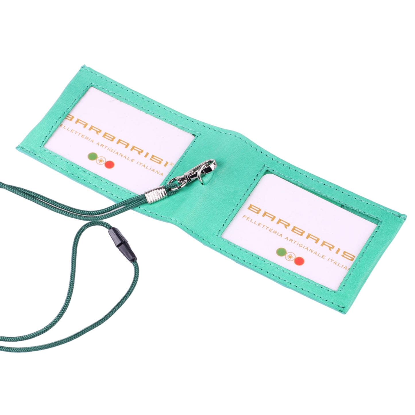 Portatesserino Verticale in Vera Pelle 10x7,5 cm con Moschettone