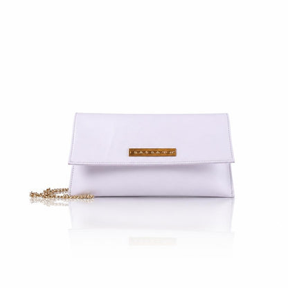 Laura – Pochette artigianale in pelle di vitello con patta