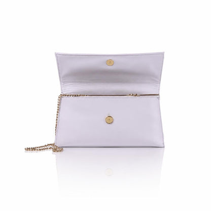 Laura – Pochette artigianale in pelle di vitello con patta