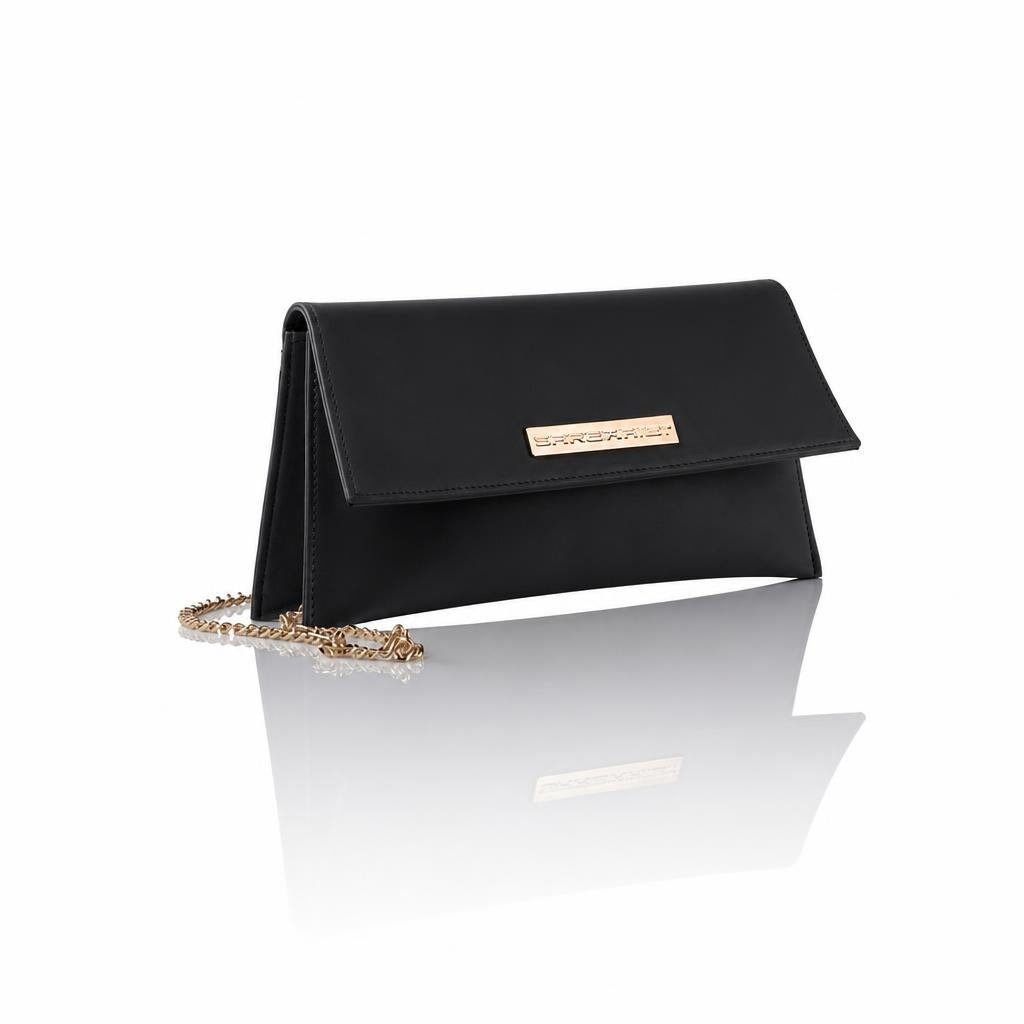Laura – Pochette artigianale in pelle di vitello con patta