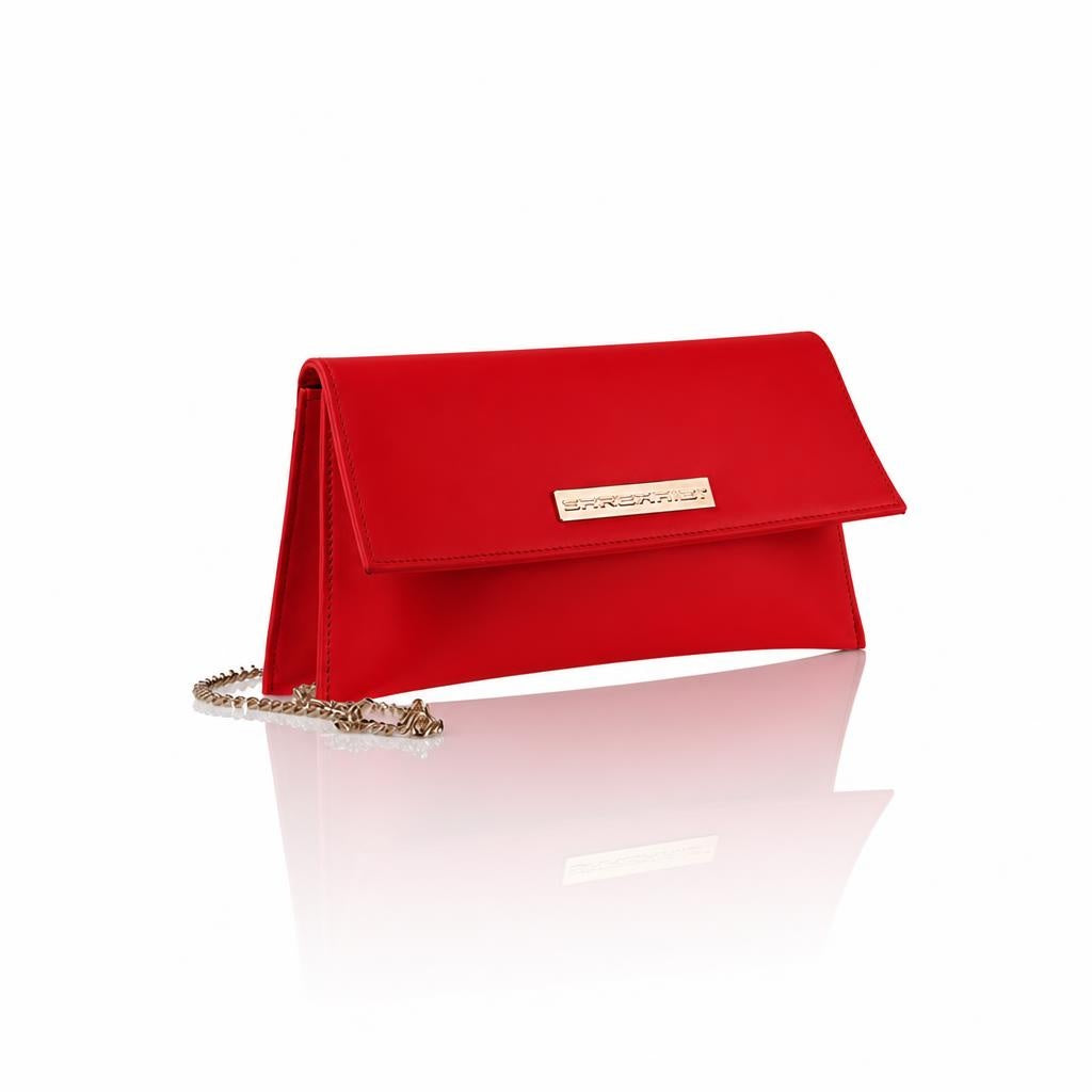 Laura – Pochette artigianale in pelle di vitello con patta
