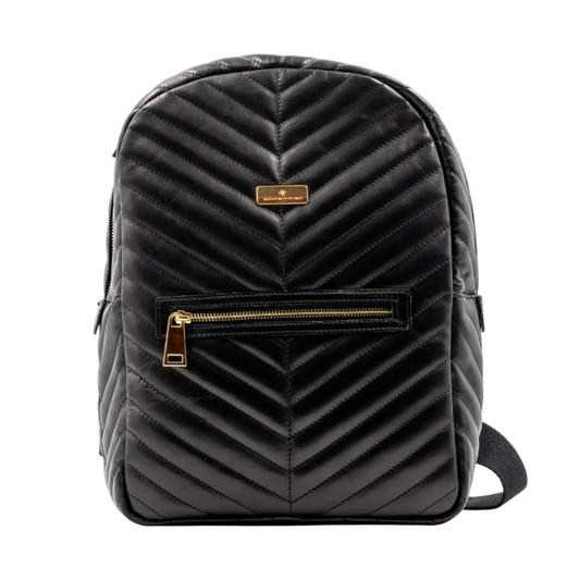 Zaino Flora Max - Zaino in Vera Pelle Trapuntata Nera