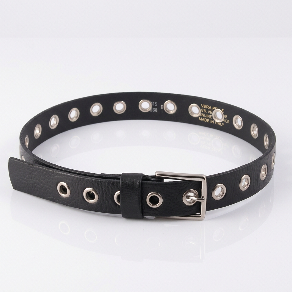 Cintura Donna Borchiata in Pelle Nera