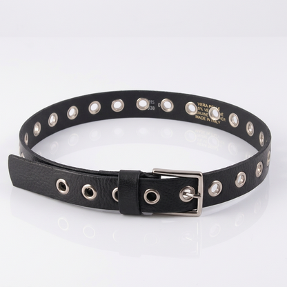 Cintura Donna Borchiata in Pelle Nera