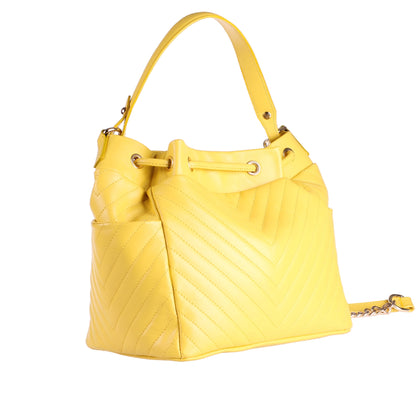 Borsa Secchiello Shana - Pelle Trapuntata Giallo Limone
