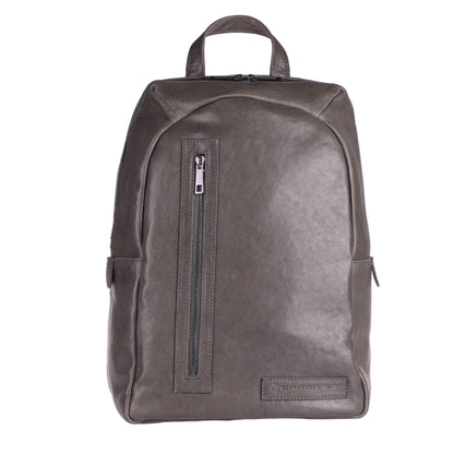 Fiore Vertical - Zaino Artigianale in Vera Pelle Verde Militare Liscia