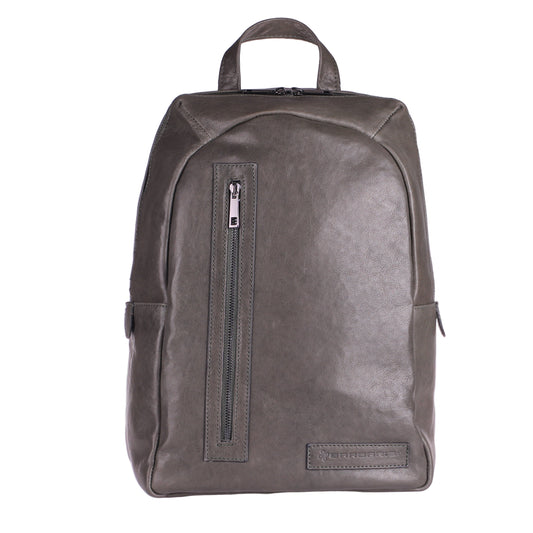 Fiore Vertical - Zaino Artigianale in Vera Pelle Verde Militare Liscia