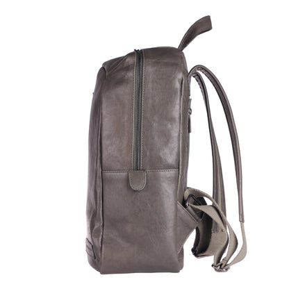 Fiore Vertical - Zaino Artigianale in Vera Pelle Verde Militare Liscia