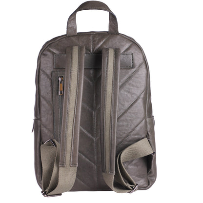 Fiore Vertical - Zaino Artigianale in Vera Pelle Verde Militare Liscia