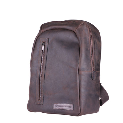 Fiore Vertical - Zaino Artigianale in Vera Pelle testa di moro Effetto vintage