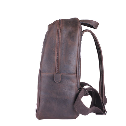 Fiore Vertical - Zaino Artigianale in Vera Pelle testa di moro Effetto vintage