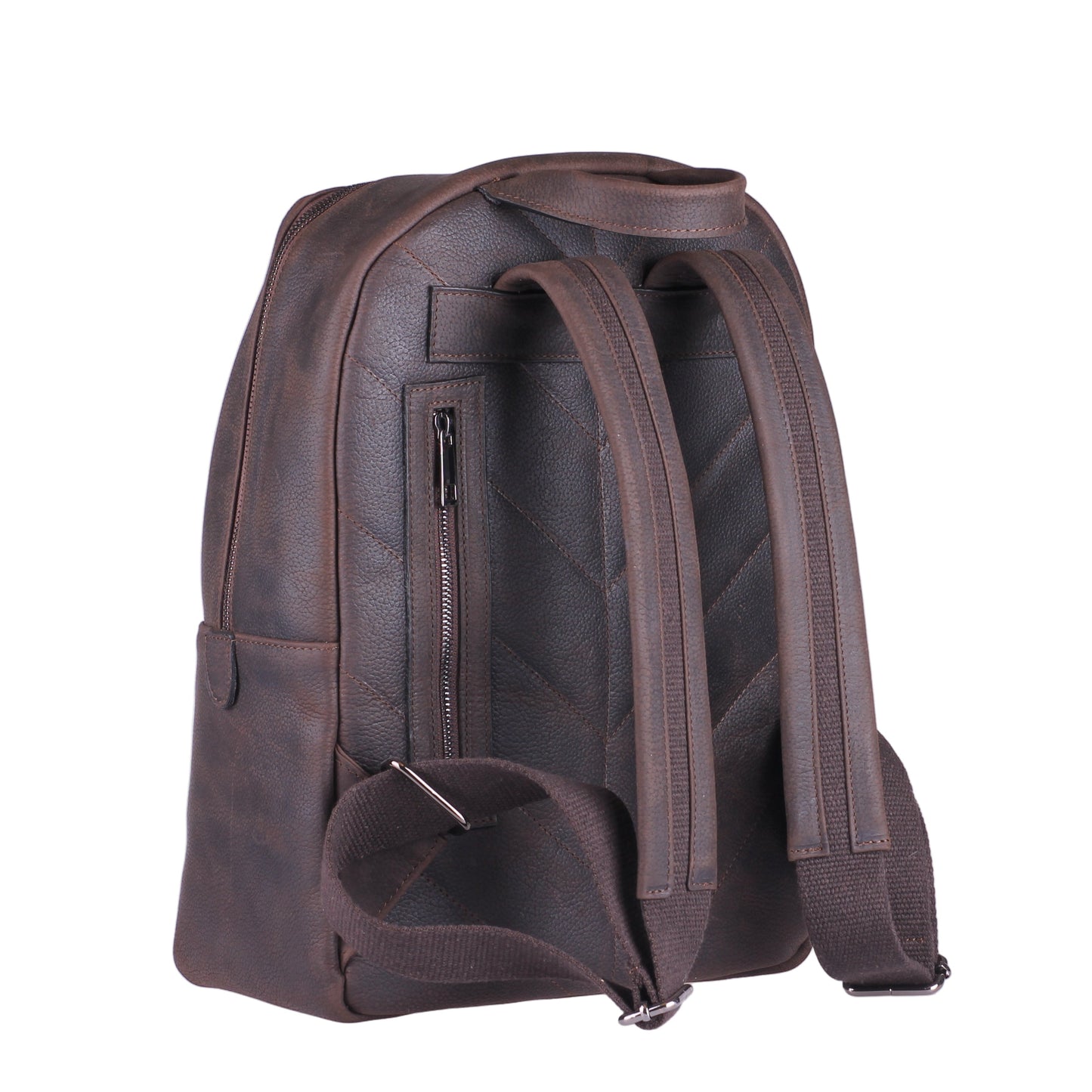 Fiore Vertical - Zaino Artigianale in Vera Pelle testa di moro Effetto vintage