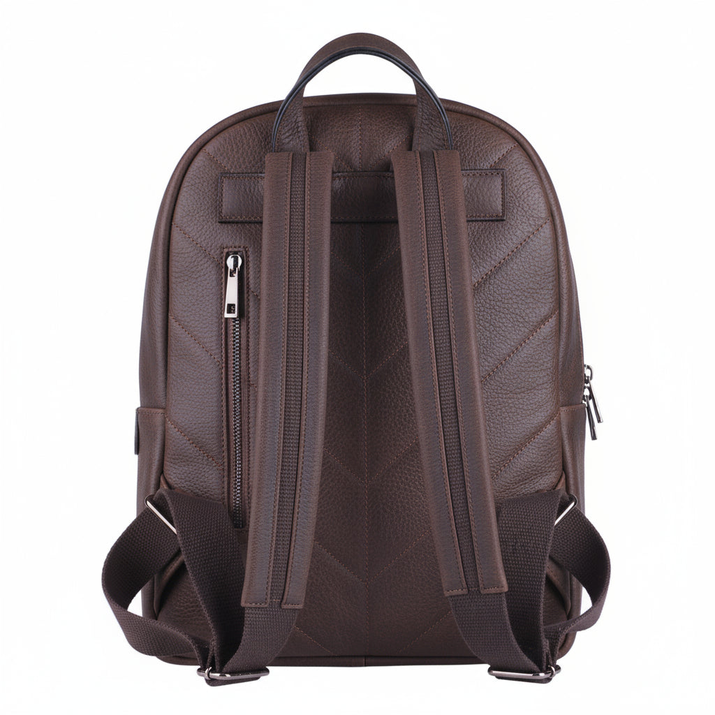 Fiore Vertical - Zaino Artigianale in Vera Pelle testa di moro Effetto vintage