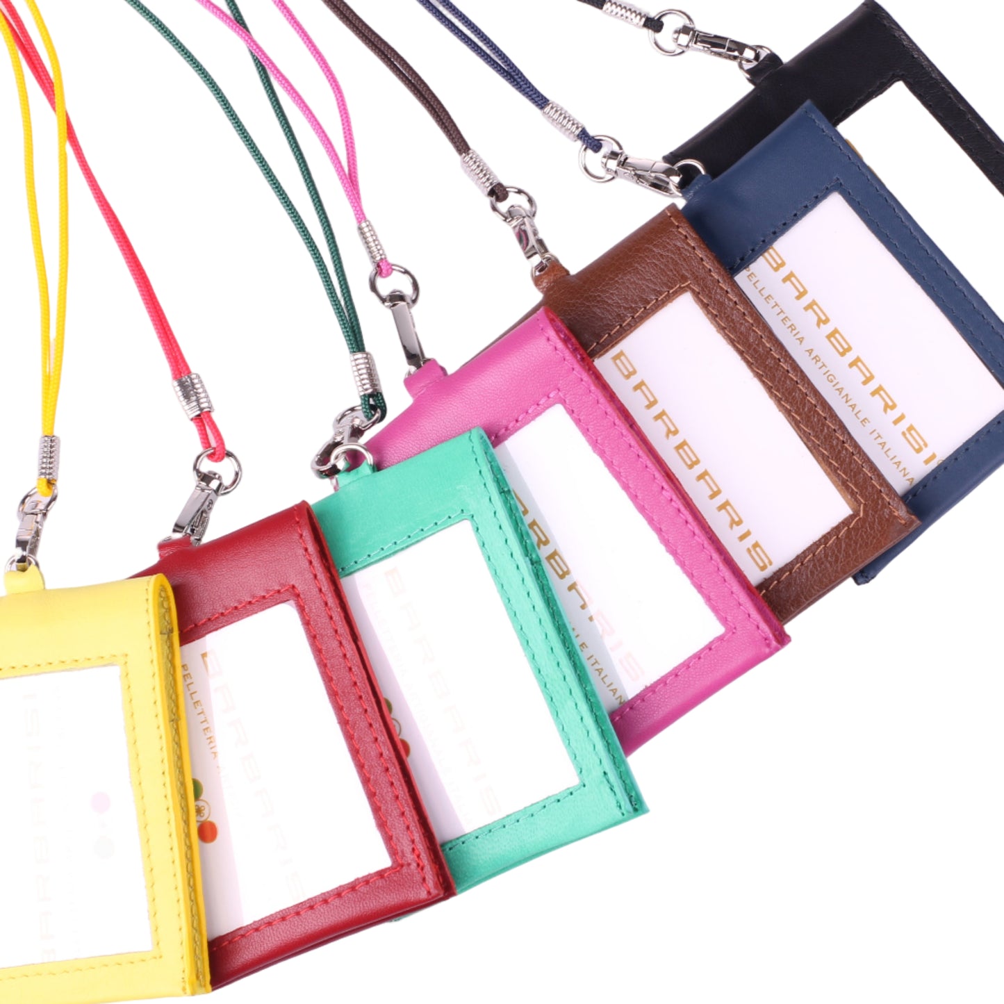 Portatesserino Verticale in Vera Pelle 10x7,5 cm con Moschettone