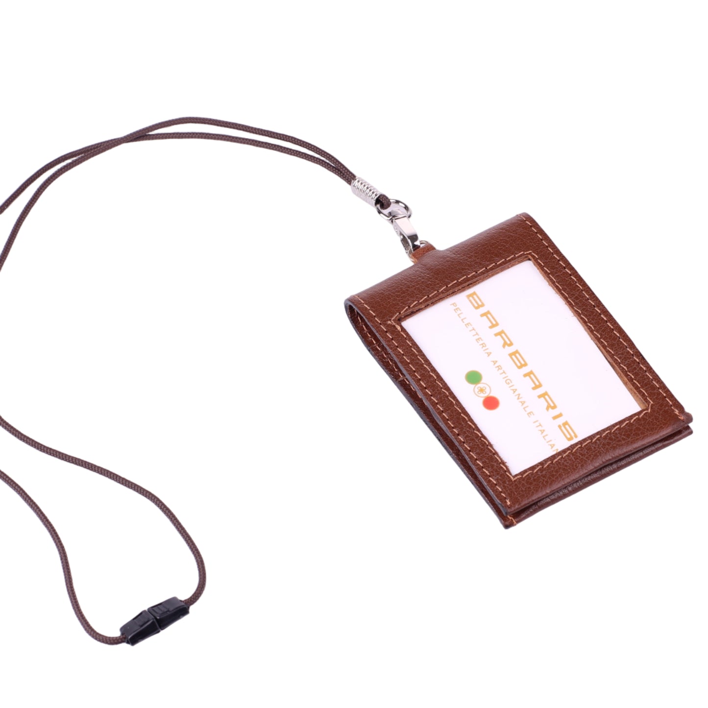 Portatesserino Verticale in Vera Pelle 10x7,5 cm con Moschettone