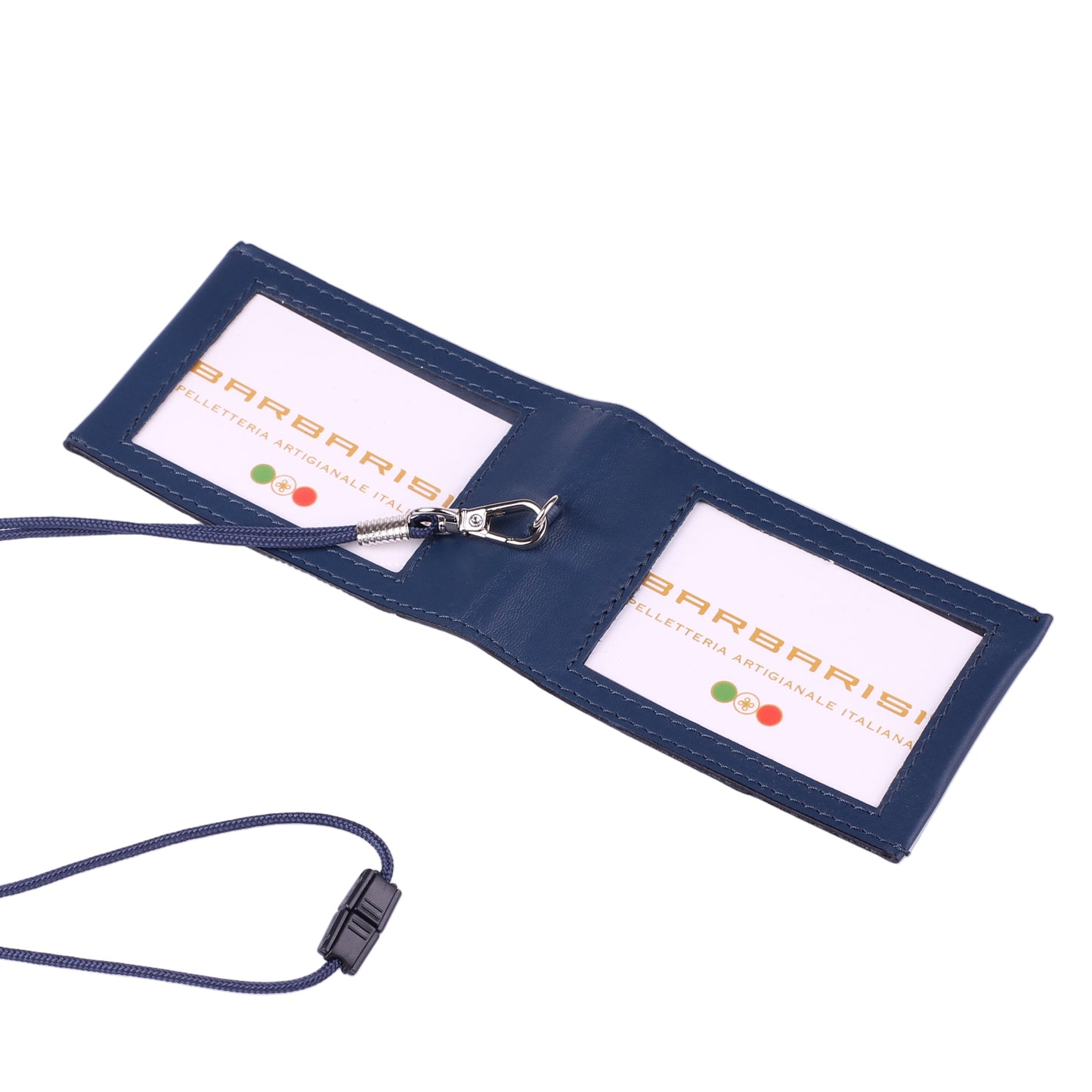 Portatesserino Verticale in Vera Pelle 10x7,5 cm con Moschettone