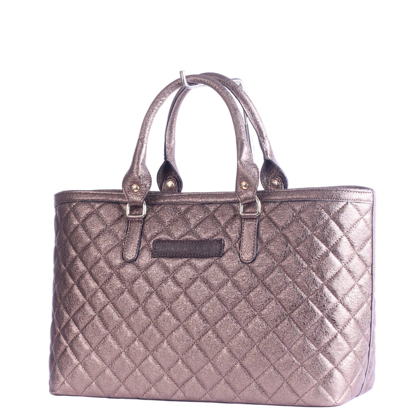 Borsa Naomi Trapuntata Taupe metallizzata Vera Pelle Made in Italy