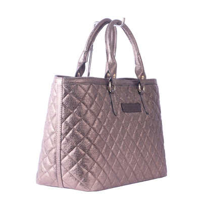 Borsa Naomi Trapuntata Taupe metallizzata Vera Pelle Made in Italy