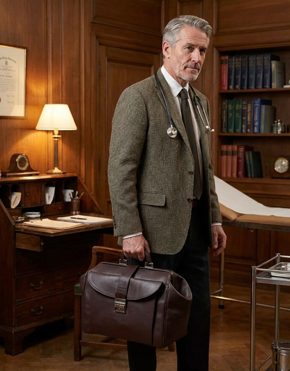 Borsa da Medico in Pelle di Vitello Pieno Fiore