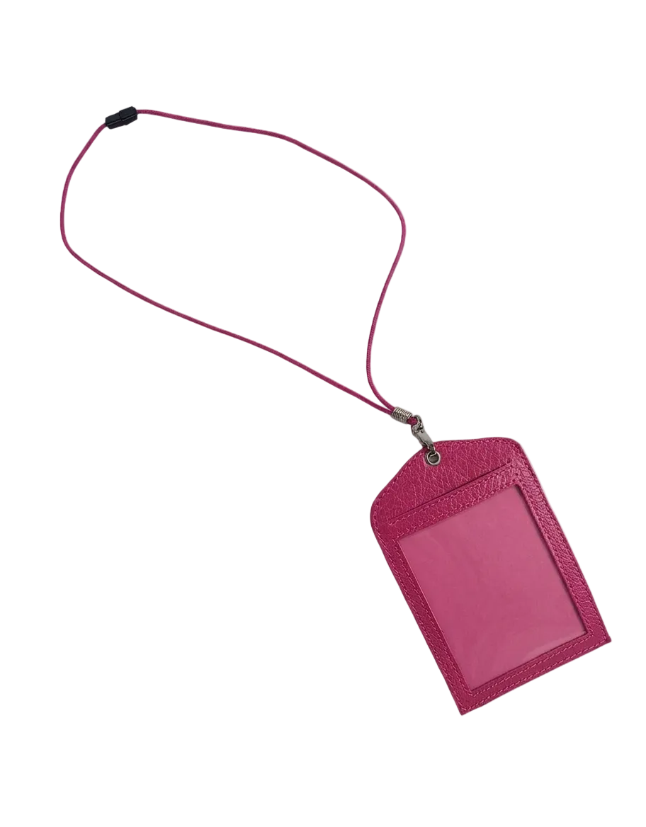 Porta badge per guida unica faccia 10x7,5 cm mod. Lety vera pelle