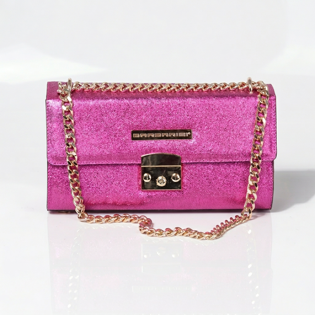 Pochette Donna in Vera Pelle Spagna - Fucsia Metallizzato Made in Italy