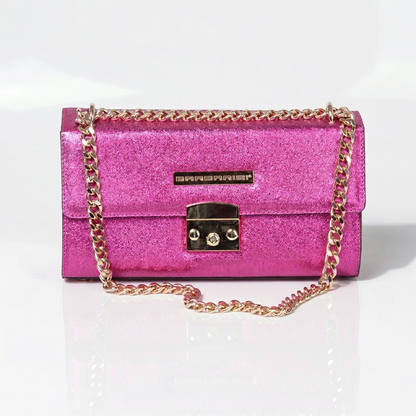 Pochette Donna in Vera Pelle Spagna - Fucsia Metallizzato Made in Italy