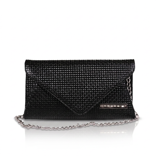 Victoria Pochette in pelle intrecciata nero