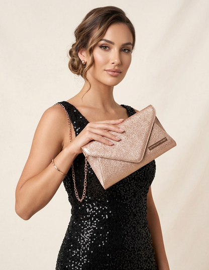 Pochette Donna in Vera Pelle Victoria – Glitter