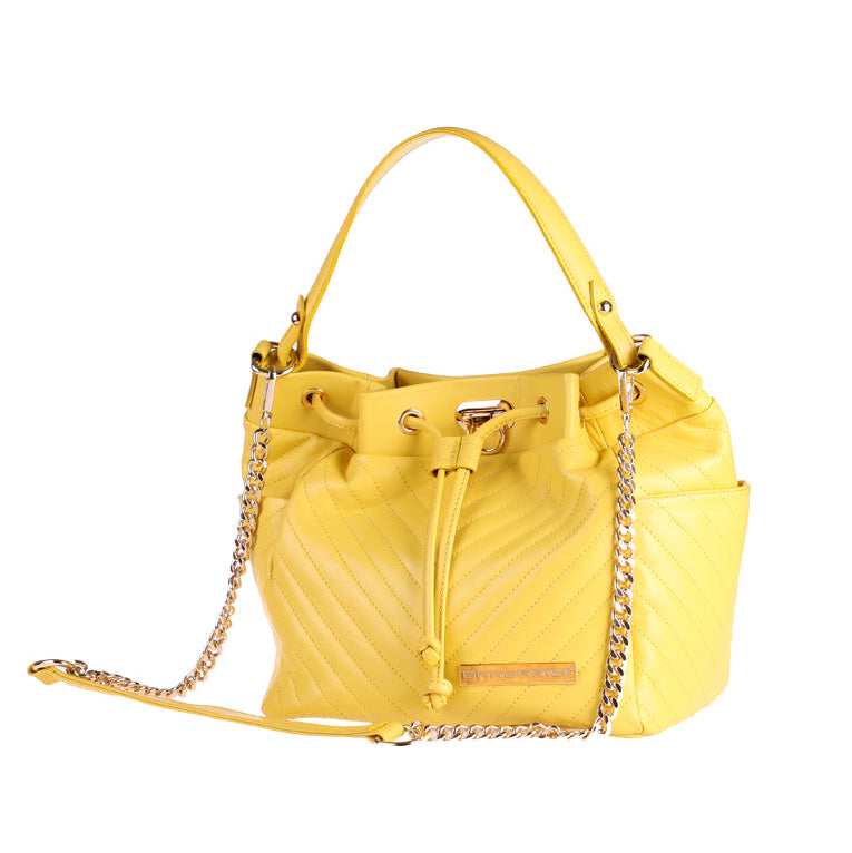 Borsa Secchiello Shana - Pelle Trapuntata Giallo Limone