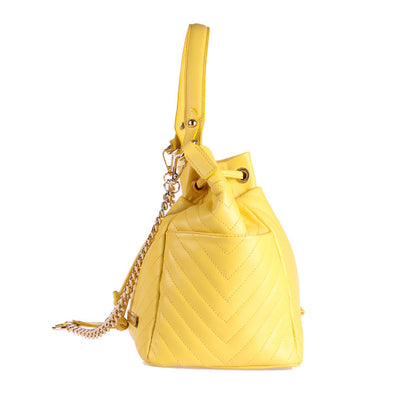 Borsa Secchiello Shana - Pelle Trapuntata Giallo Limone
