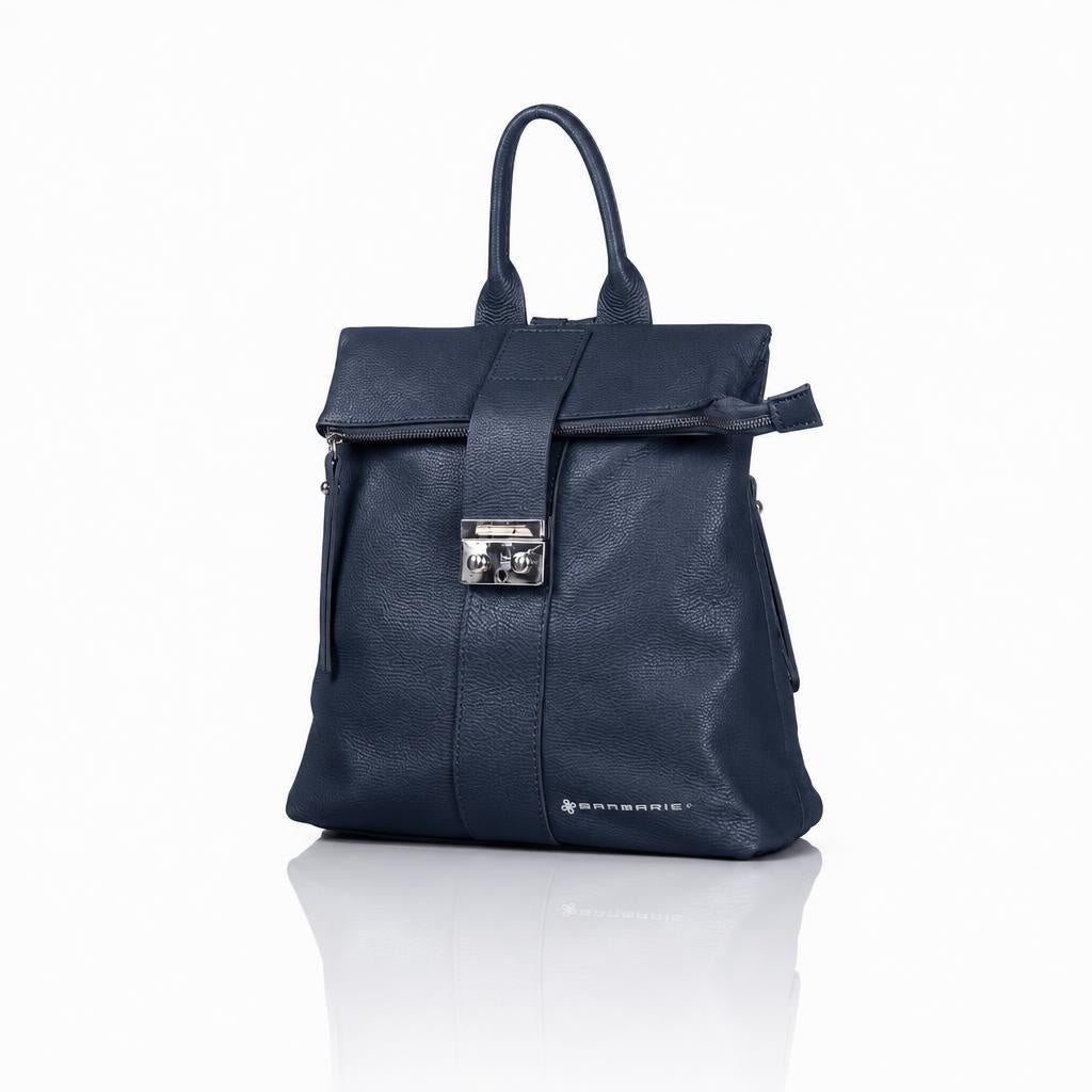 Zainetto donna Aurora in vera pelle di vitello martellato blu