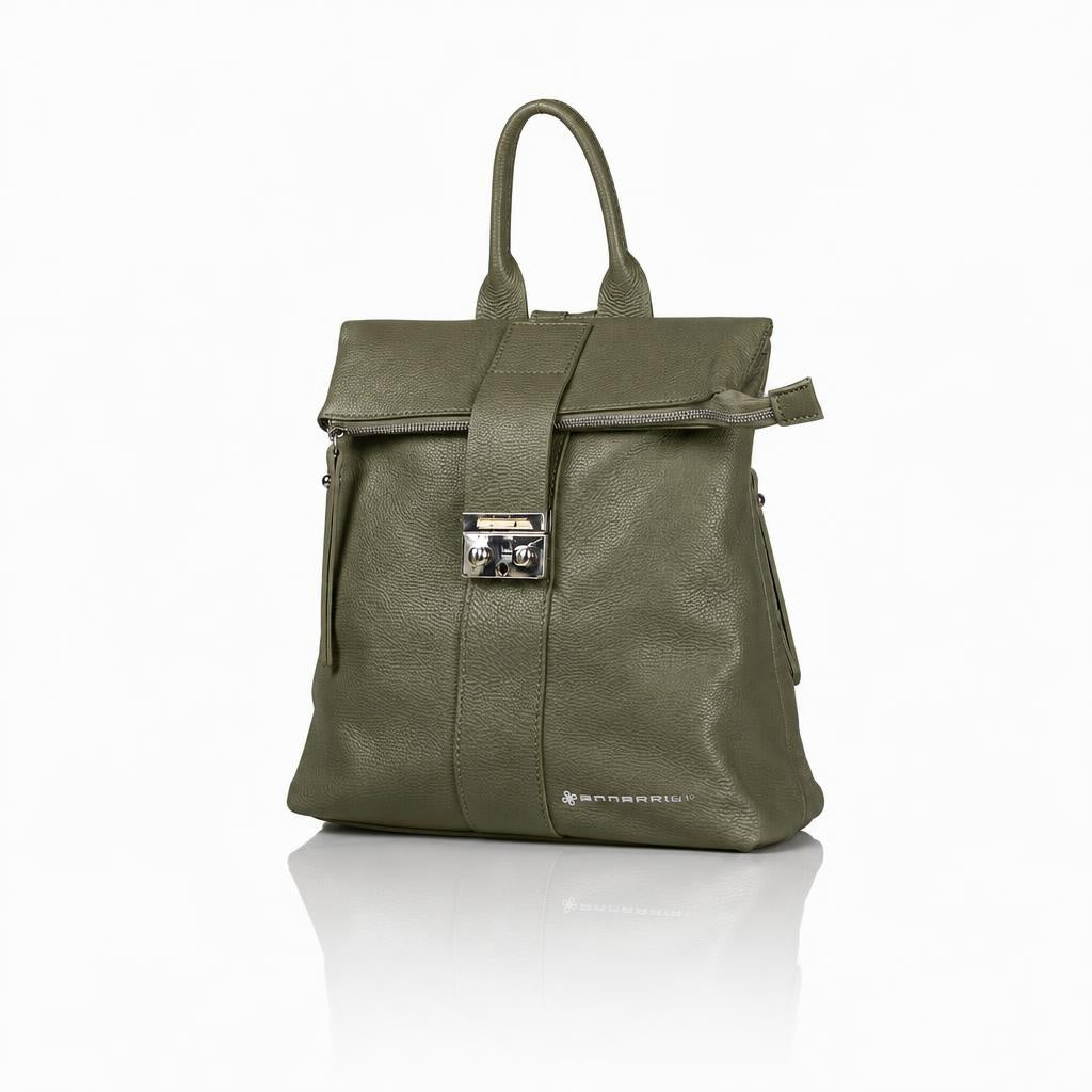 Zainetto donna Aurora in vera pelle di vitello martellato verde