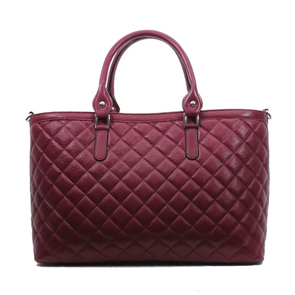 Borsa Naomi Trapuntata Vera Pelle Borgogna Made in Italy