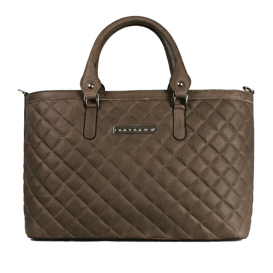 Naomi - Borsa a Mano Donna in Pelle Trapuntata Tortora Made in Italy