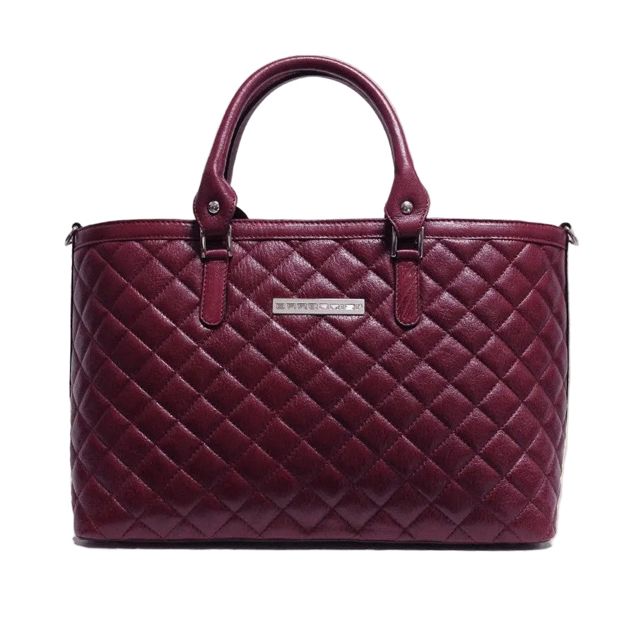 Borsa Naomi Trapuntata Vera Pelle Borgogna Made in Italy