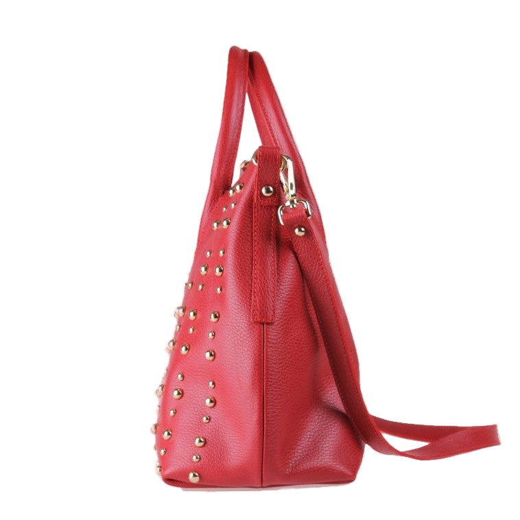 Domy Rosso Martellato – Borsa Artigianale in Pelle di Vitello