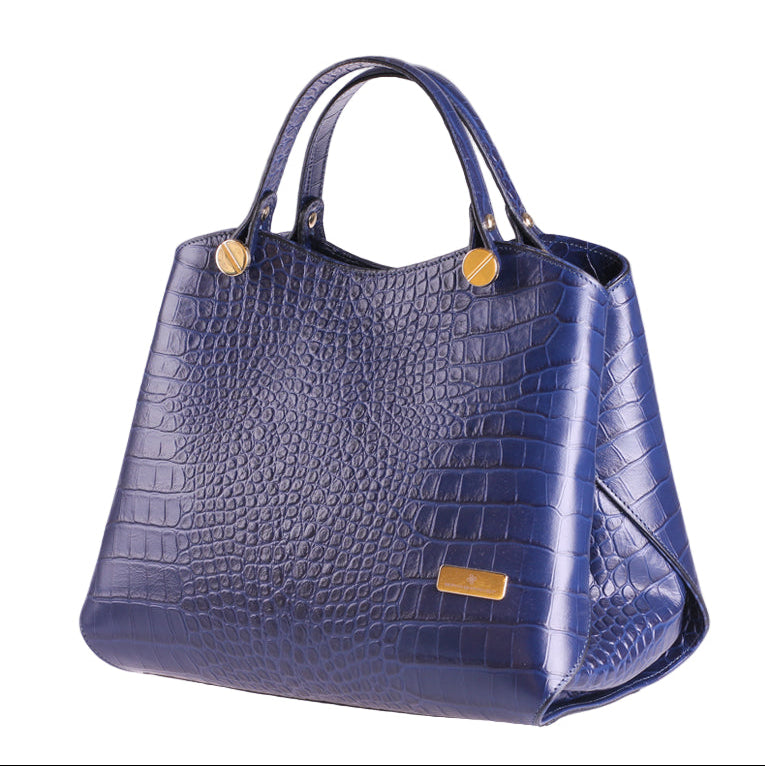 Cetara blu stampa cocco in vera pelle