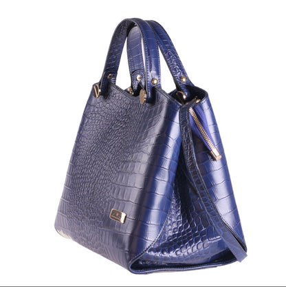 Cetara blu stampa cocco in vera pelle