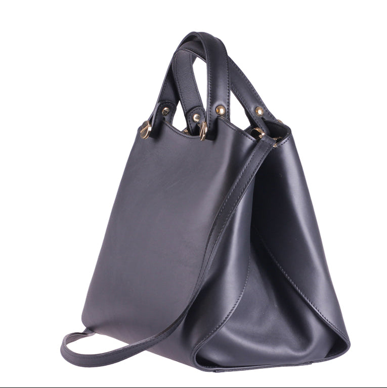 Cetara nero liscio in vera pelle