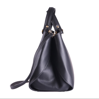 Cetara nero liscio in vera pelle