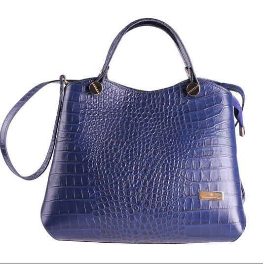 Cetara blu stampa cocco in vera pelle