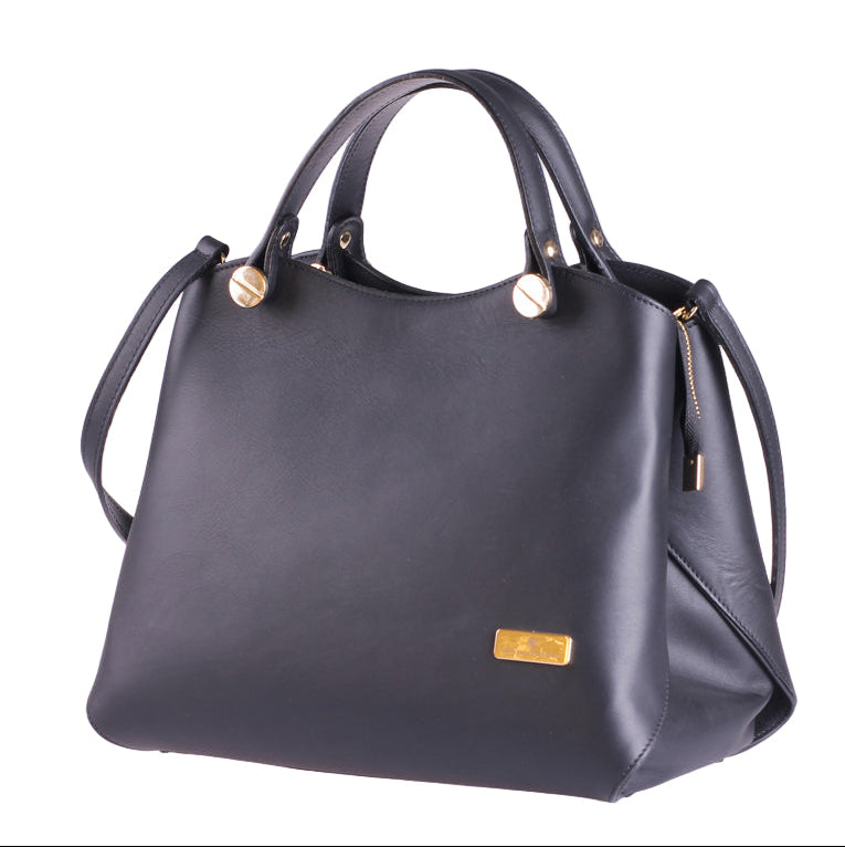 Cetara nero liscio in vera pelle