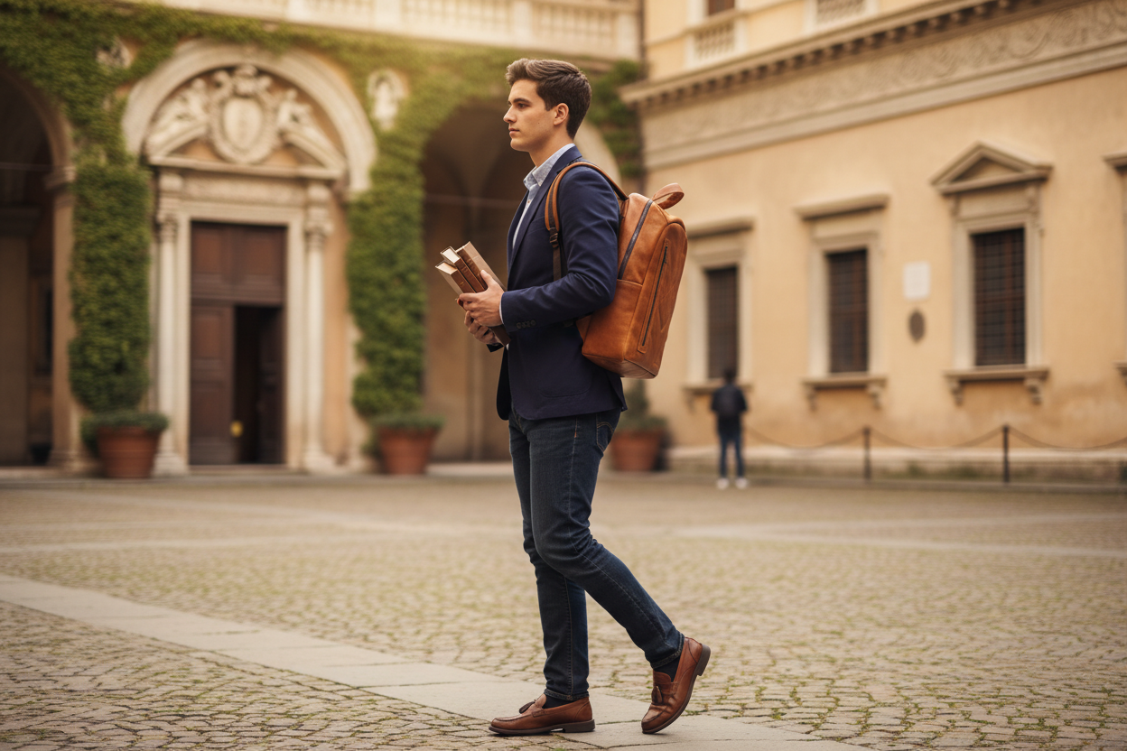 Fiore Vertical indossato in contesto universitario