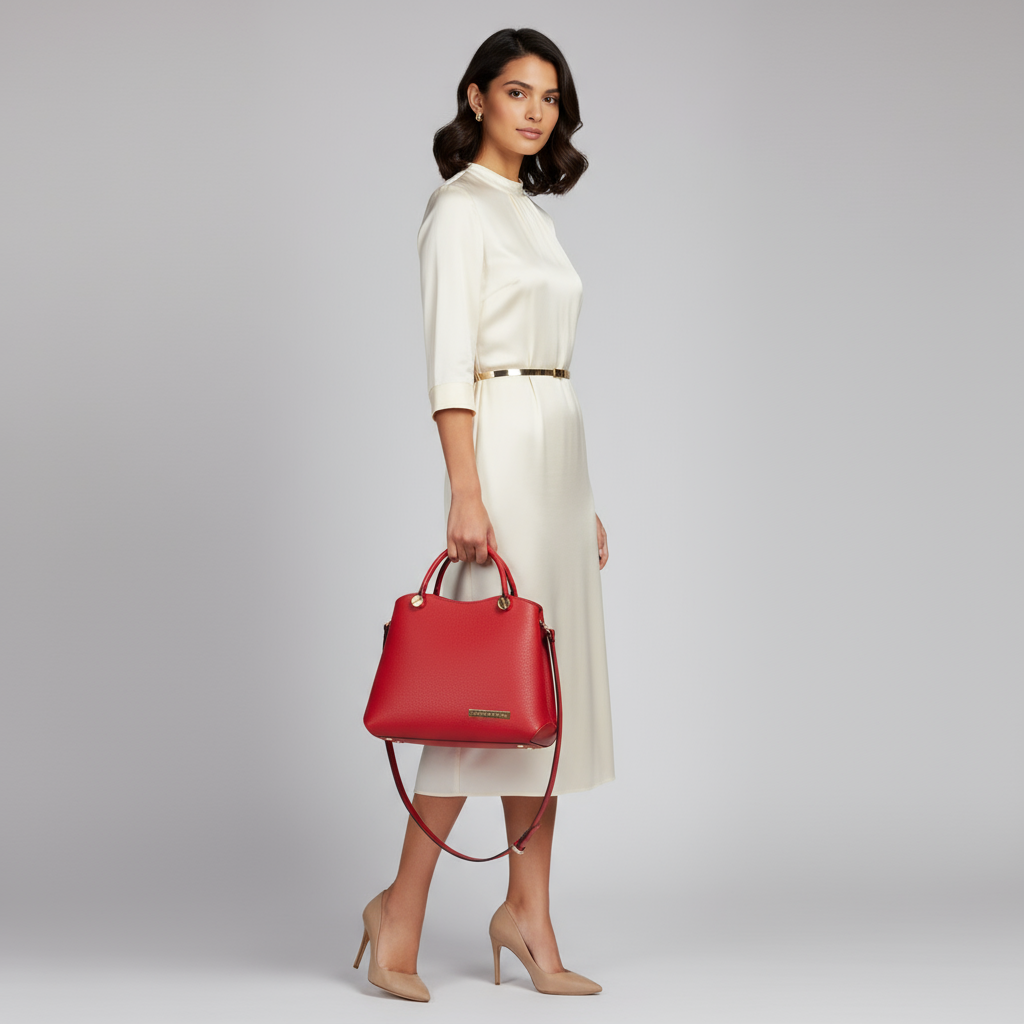 Modella con borsa Cetara rossa