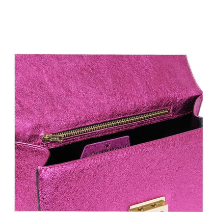 Pochette Donna in Vera Pelle Spagna - Fucsia Metallizzato Made in Italy