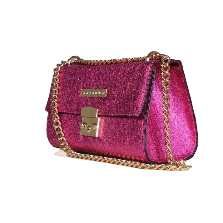 Pochette Donna in Vera Pelle Spagna - Fucsia Metallizzato Made in Italy