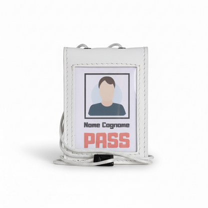 Porta badge in vera pelle doppia finestra