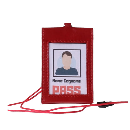 Portatesserino Verticale in Vera Pelle 10x7,5 cm con Moschettone