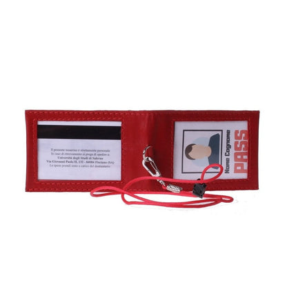 Portatesserino Verticale in Vera Pelle 10x7,5 cm con Moschettone