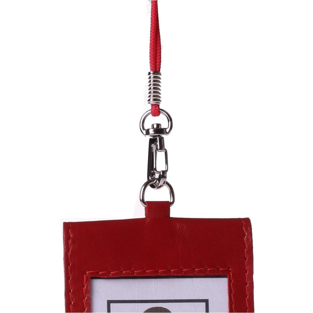 Portatesserino Verticale in Vera Pelle 10x7,5 cm con Moschettone